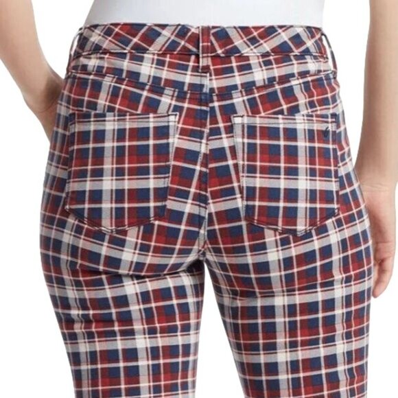 NEW WILLIAM‎ RAST High-Rise Plaid Skinny Jeans, Size 26, Red/White/Blue - Picture 5 of 15